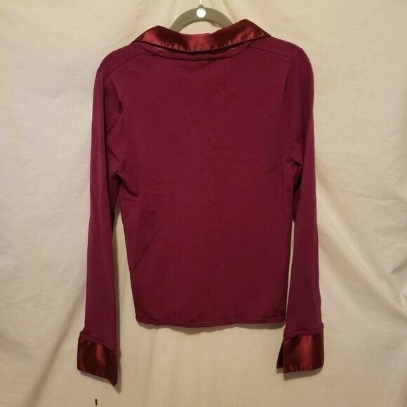 Apt. 9 Womens Sz L Purple Solid Long Sleeve Collared Blouse Shirt - Picture 7 of 9